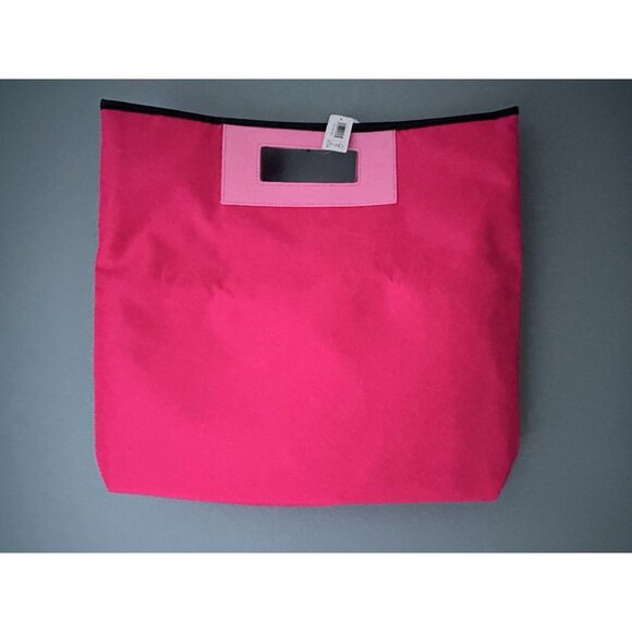 NWT Clinique logo Pink 15" Large Tote Bag faux leather handle 2023 - Picture 3 of 7